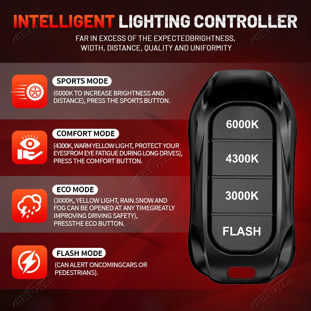 Phares LED 9800W H4 H7 Canbus H1 H11 9005 HB3 9006 HB4 6000K 4300K 3000K Trois Couleurs Télécommande Lampe LED de Voiture Bulbe Strobe