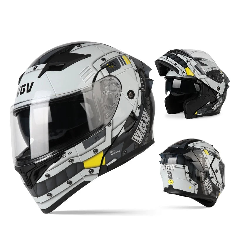 VGV 91 Flip Motorcycle Helmet, Dual-Lens, DOT Certified