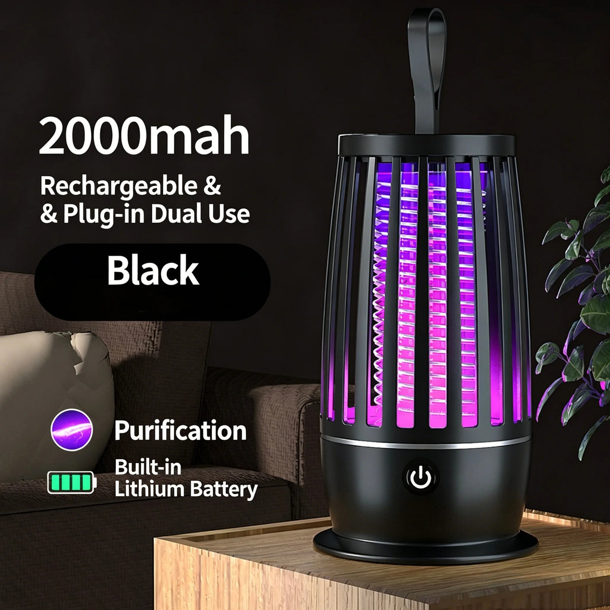 مصباح قتل البعوض 2 في 1 USB صاعق حشرات كهربائي مصيدة حشرات مع ضوء ليلي LED لغرفة النوم والتخييم في الهواء الطلق والدبابير والبعوض والذباب