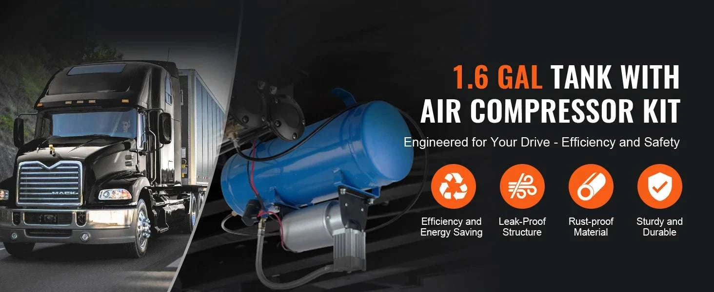 12V Luftkompressor mit Tank 120 PSI System für Hupe und Reifen