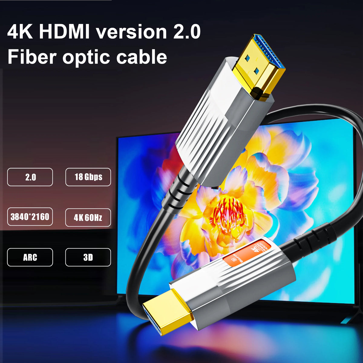 Directional Fibre-Optic HDMI Cable, Multiple Lengths