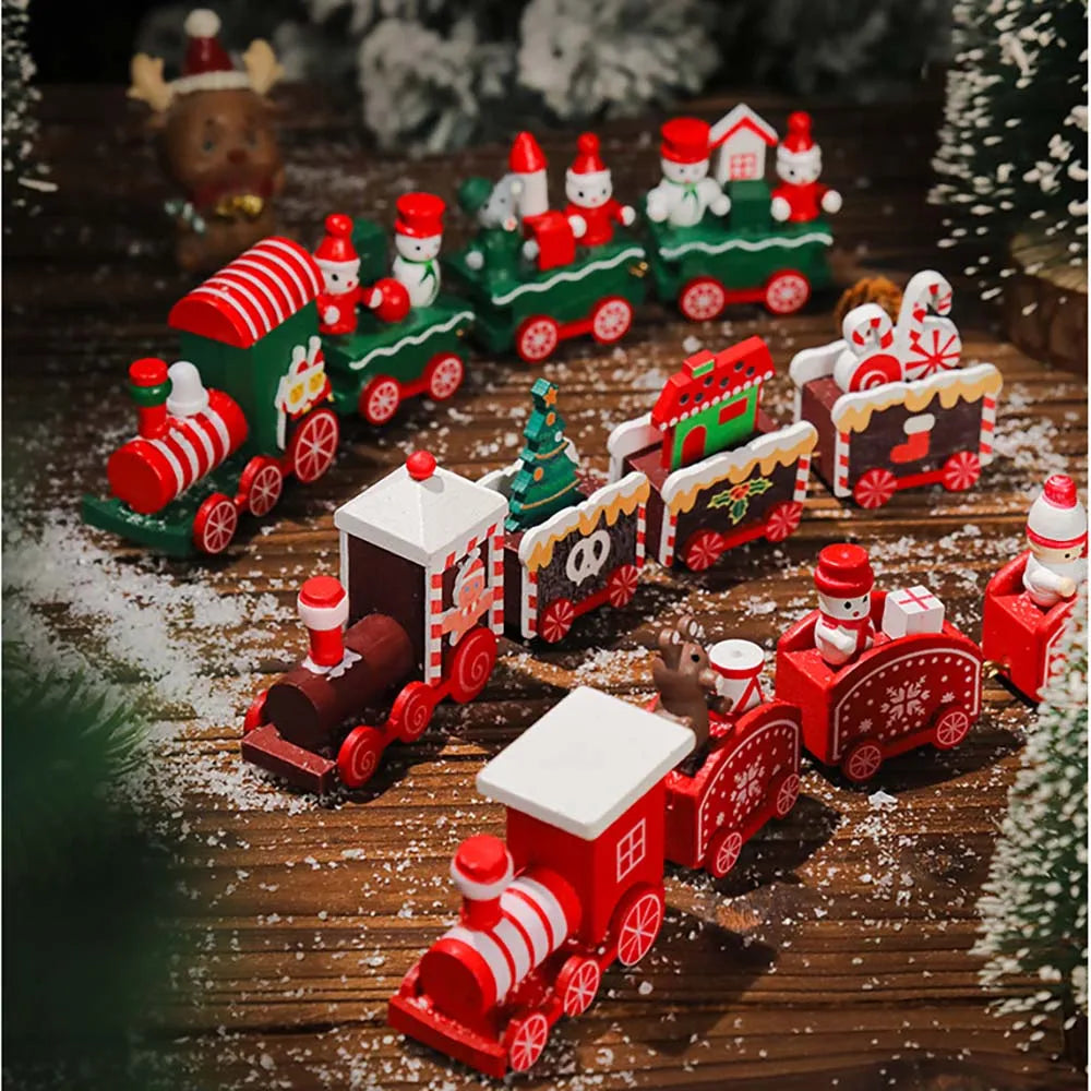 Christmas Wood Train Decoration,Christmas Ornaments With Moving Train,Home Noel,Happy New Year 2025 Gifts 