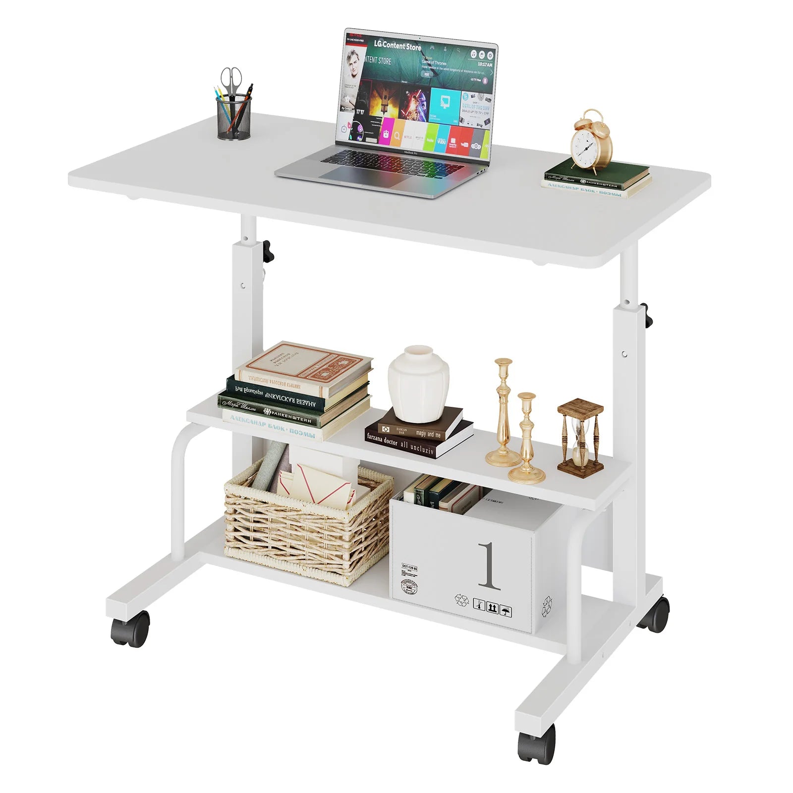 Adjustable Height Mobile Standing Desk with Wheels 31.5 Inch