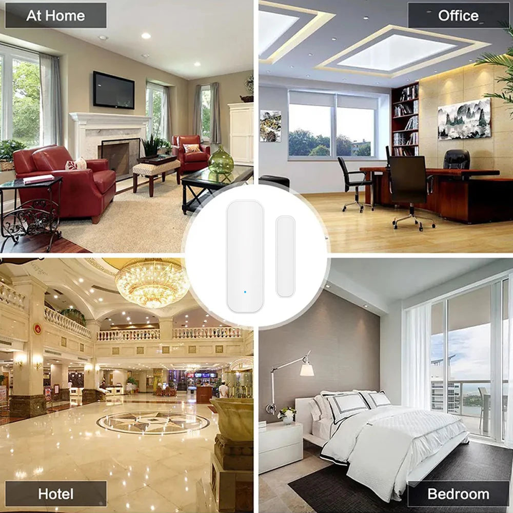 Tuya WiFi or Zigbee Window Door Sensor Smart Home Security Alarm System Voice Control Via Alexa Google Home Smart 