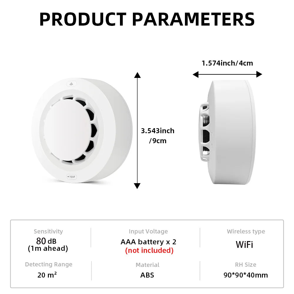 Tuya Smart Smoke Detector for WiFi or Zigbee Home Safety