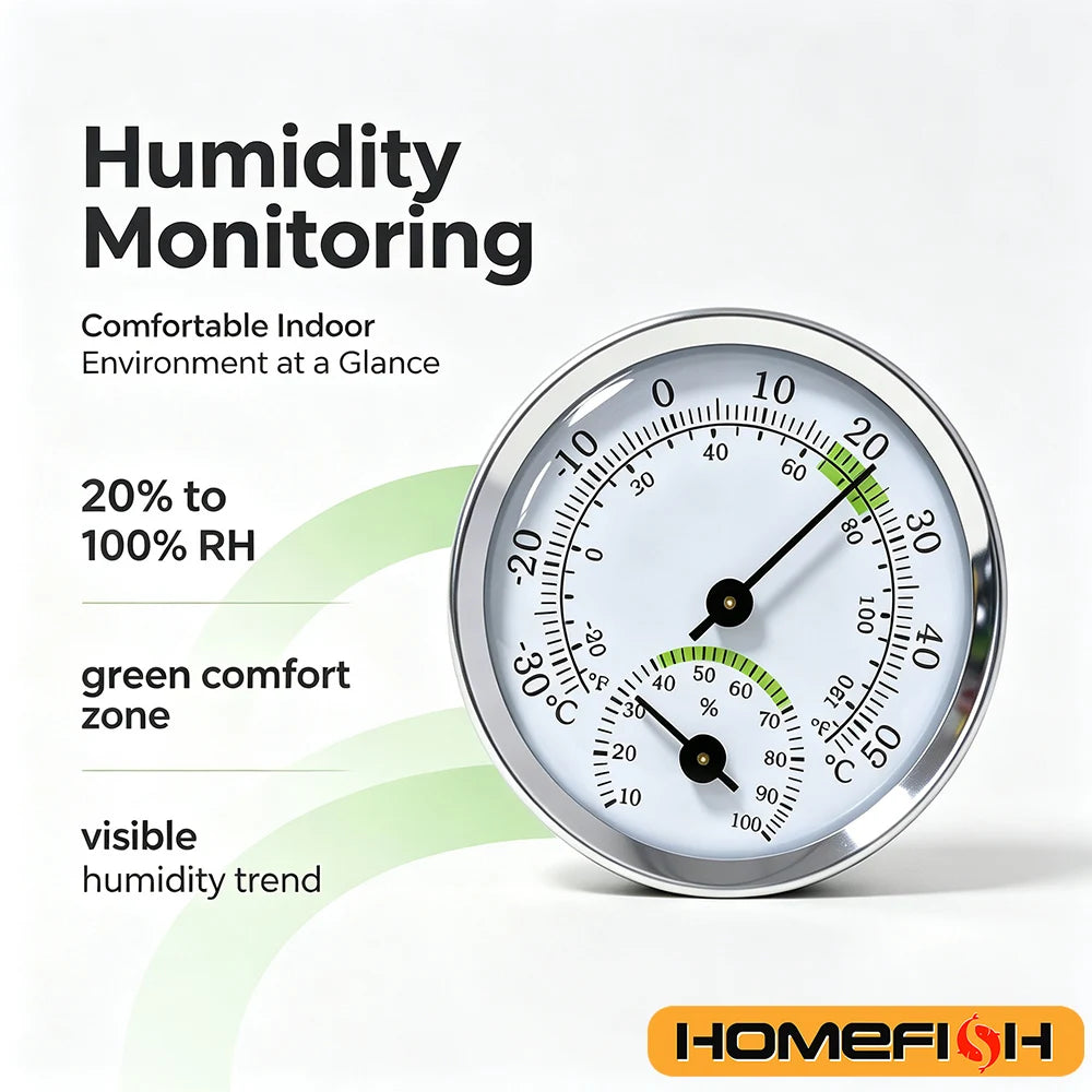 High Precision Mini Mechanical Thermometer Hygrometer Dial Pointer Temperature Humidity Meter No Power Portable Indoor Room