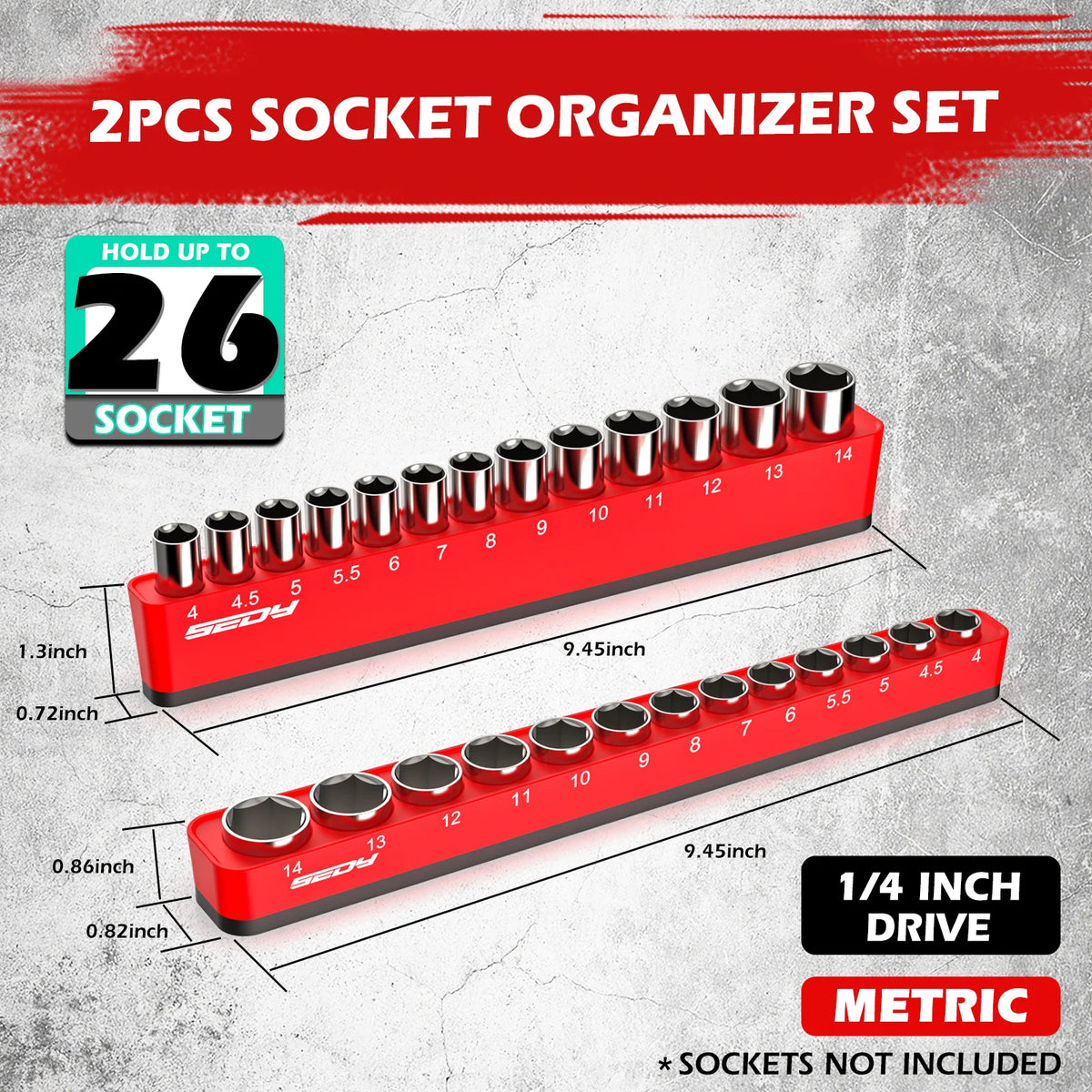 Two-Piece Magnetic Organiser for 1/4-Inch Sockets