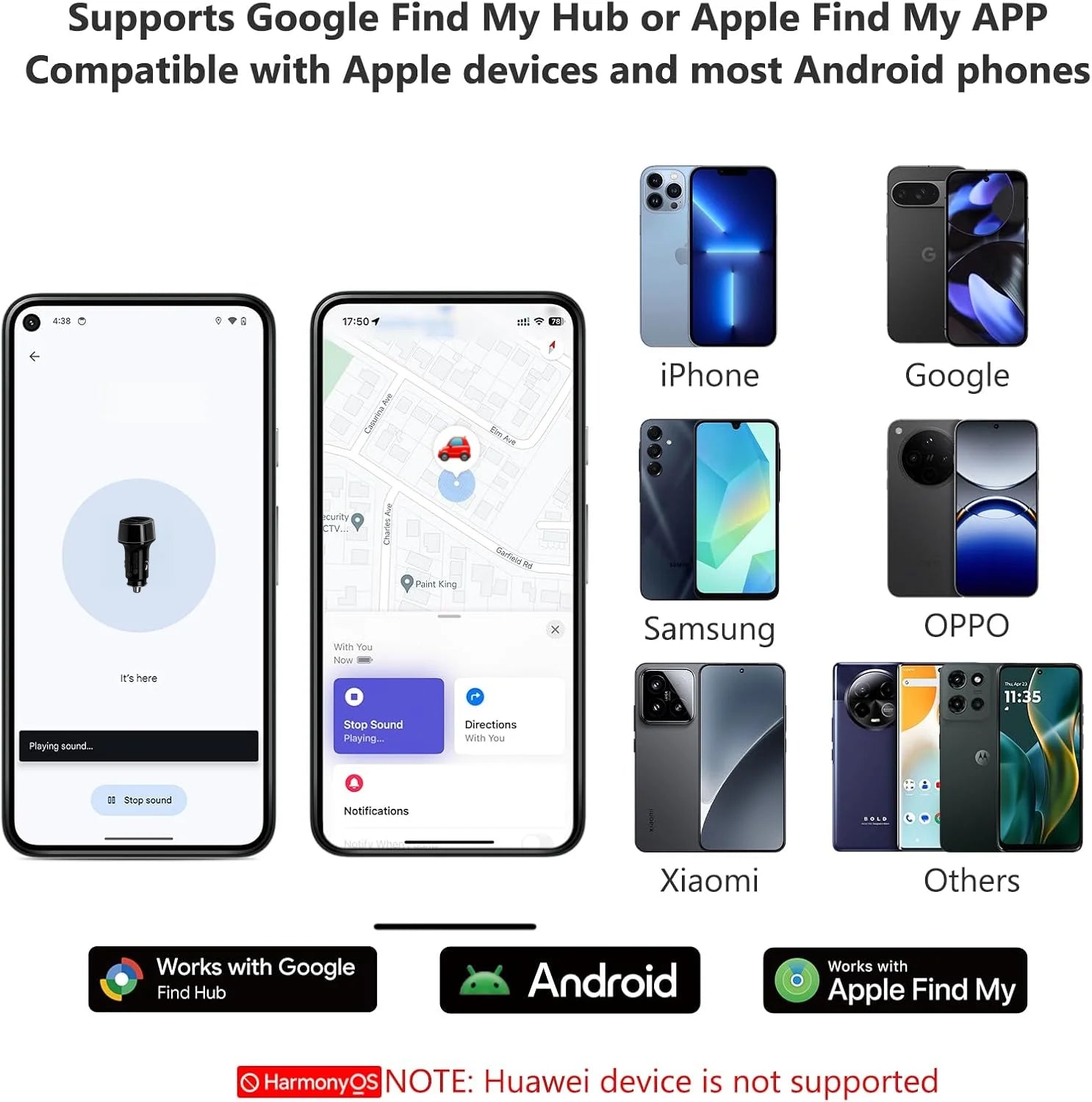 Cargador de coche de 30W con rastreador GPS integrado y soporte para Find My