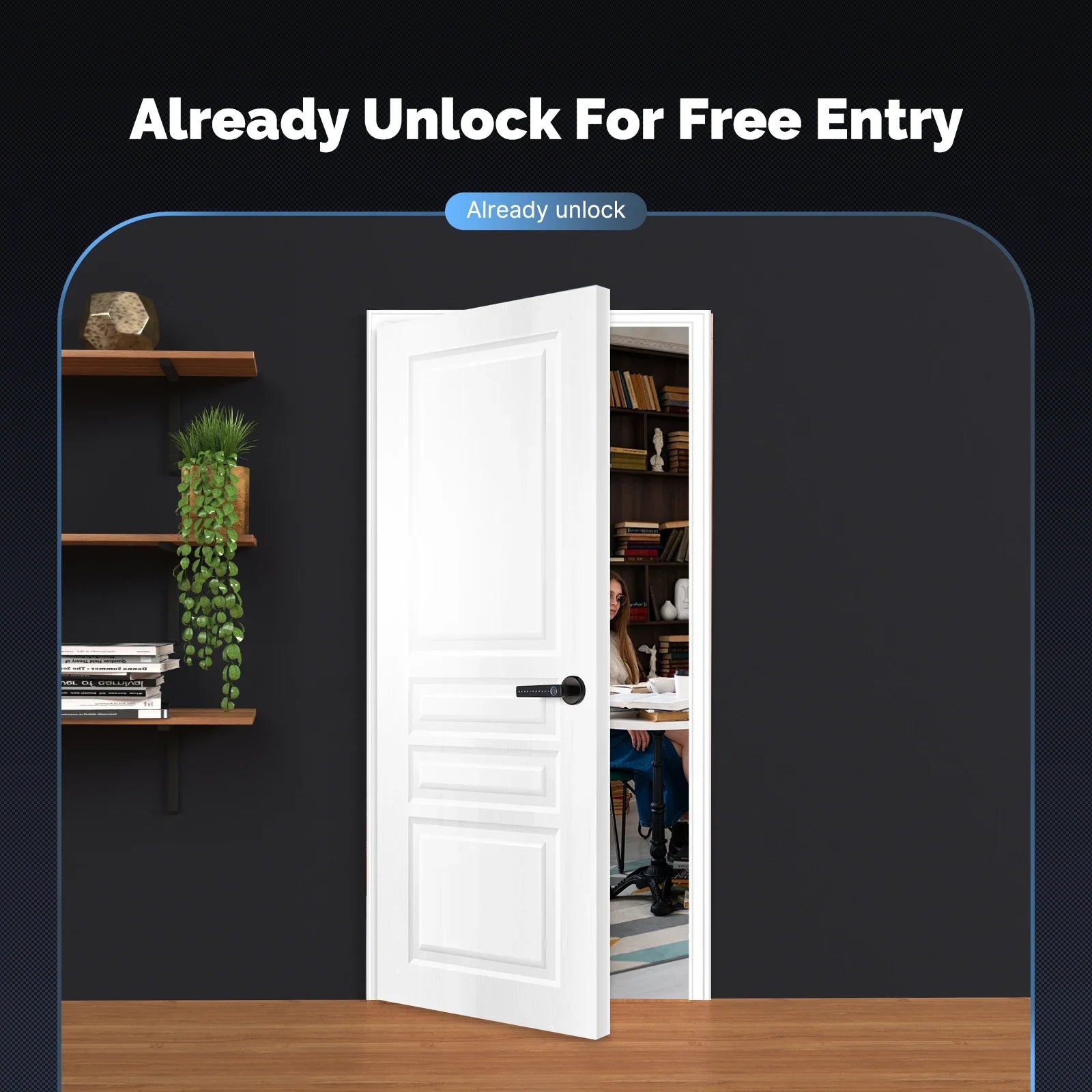Fechadura de Porta com Impressão Digital Bluetooth Smart, Senha e Desbloqueio Remoto por Aplicação
