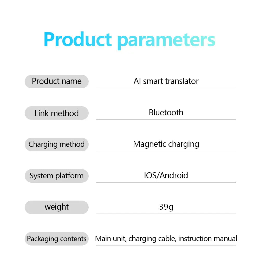 ZNP Ultra-thin AI Voice Translator Instant Professional Portable Wireless Magnetic Foldable Phone Stand 50Hrs Playback ForOffice