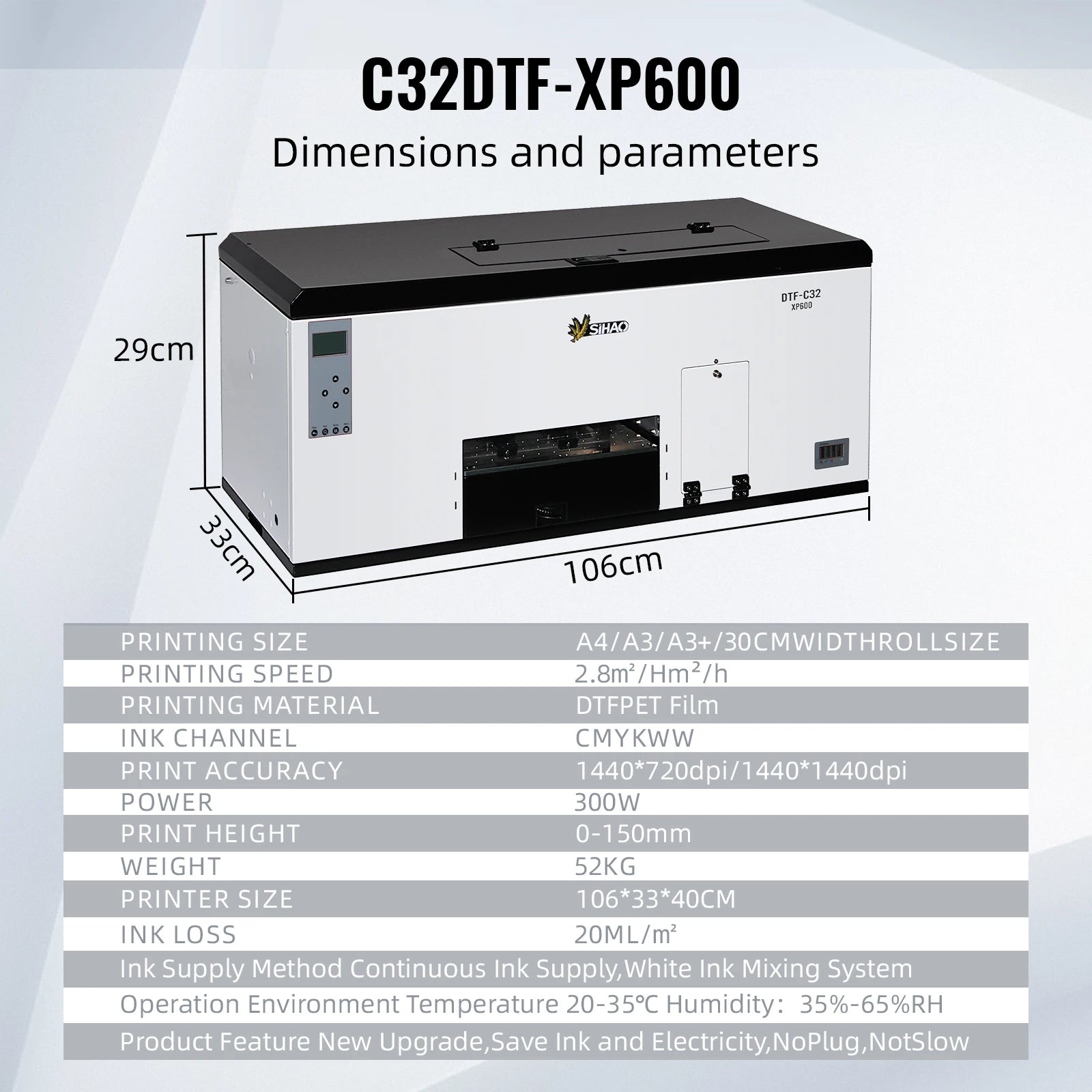 Sada tiskárny A3 DTF TX800 XP600 L1800 pro přenos vysoce kvalitní fólie