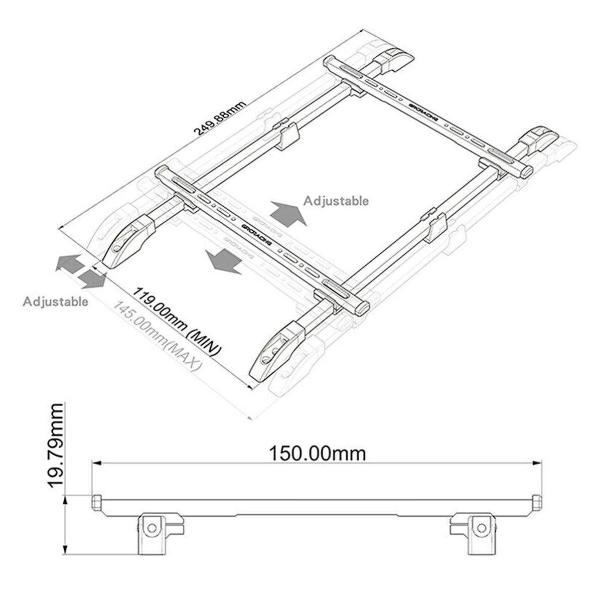 Adjustable RC Crawler Roof Rack Kit for 1:10 & 1:8 Models