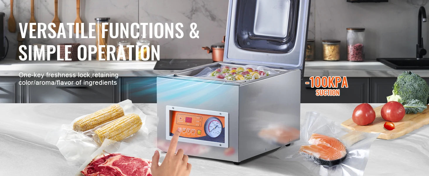 SucceBuy DZ-260S Chamber Vacuum Sealer 260W Vacuum Packing Machine with 10.2" Sealing Length for Wet Foods Meats Home Kitchen
