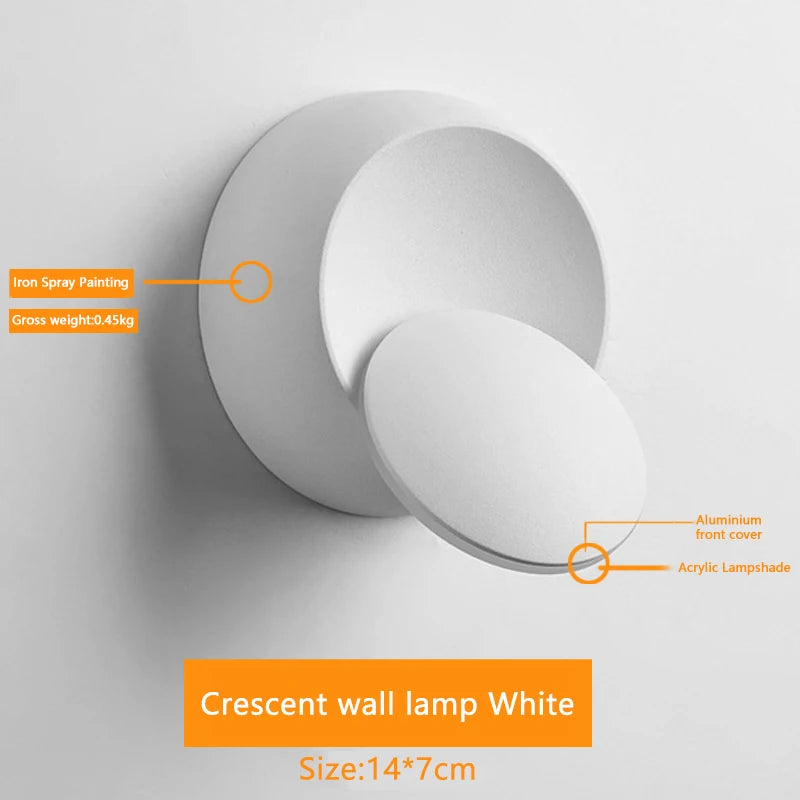 Nástěnné LED svítidlo s otočným diskem, 5 W, černé nebo bílé