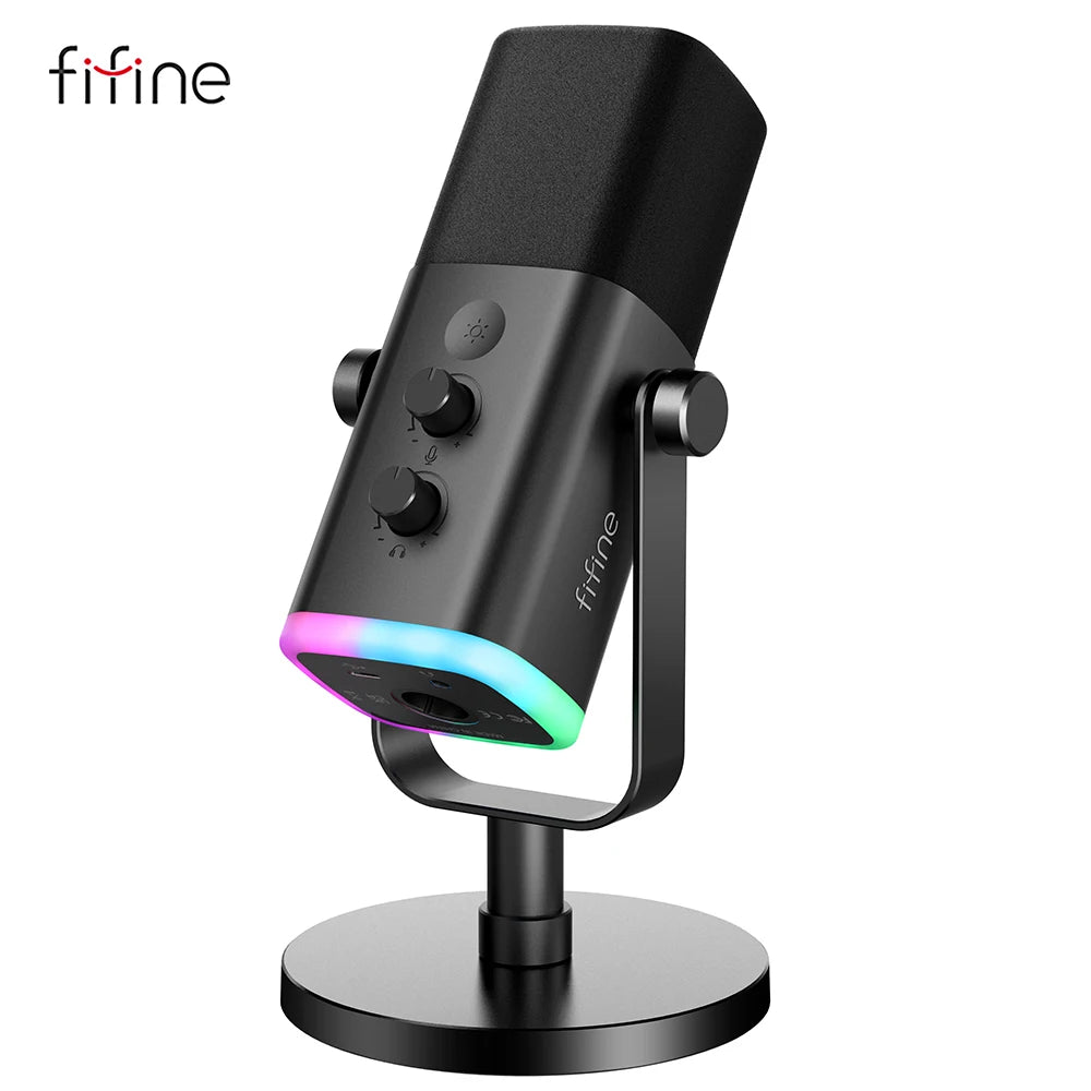 FIFINE USB/XLR dynamický mikrofón s dotykovým stlmením a RGB