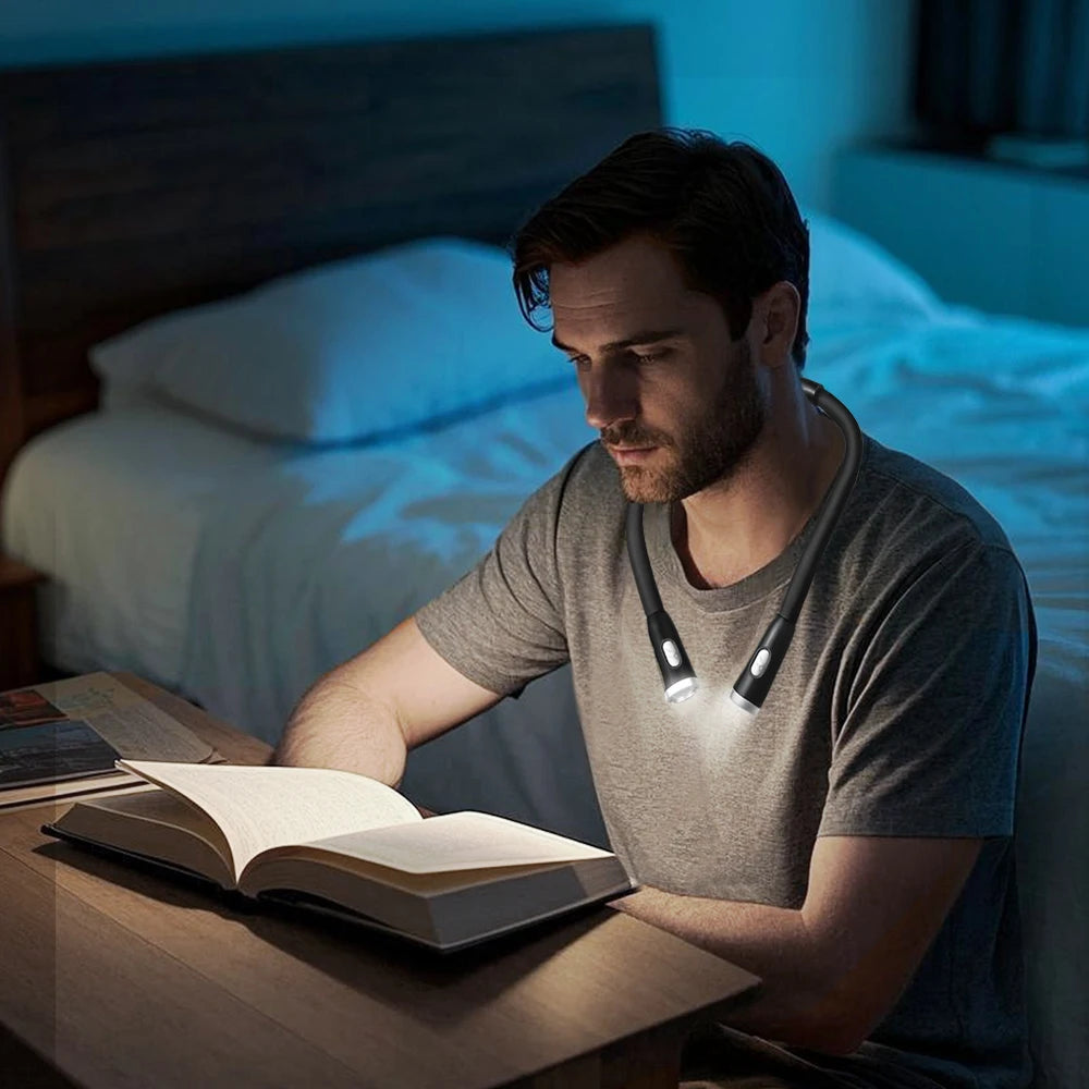 Rechargeable LED Neck Reading Lamp, USB Charging, Black or White
