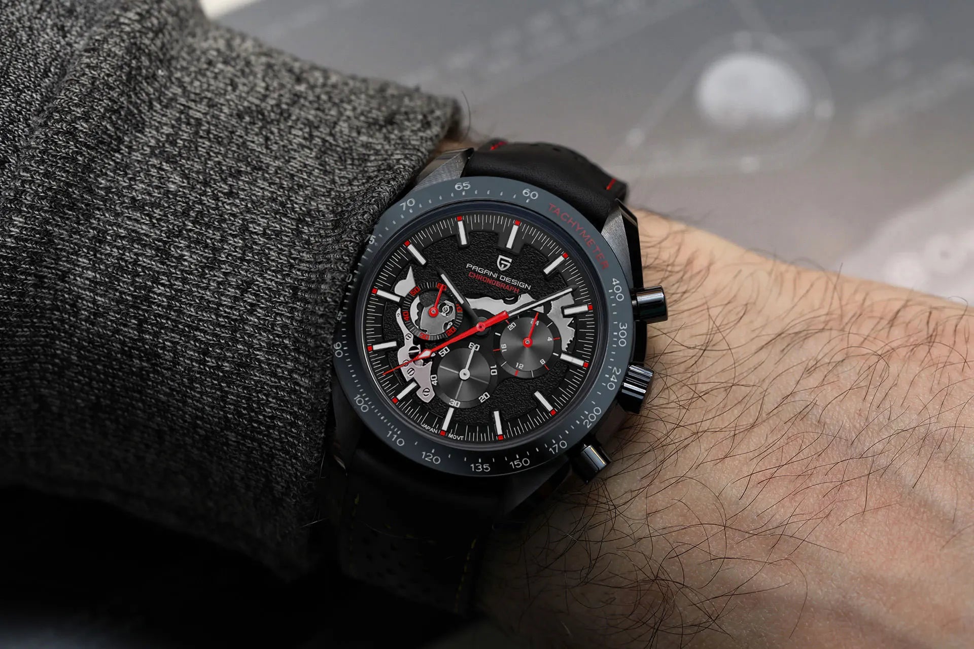 Orologio Cronografo Pagani Design Moon Dark AR Zaffiro 100M