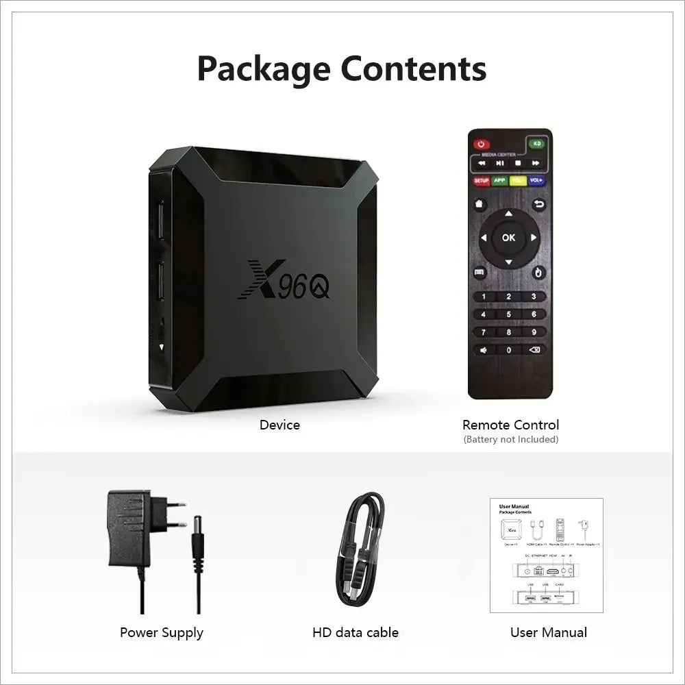 TV Box X96Q Smart Android 10 TV Box 2GB 16GB Allwinner H313 Quad Core 4K Home Theater Fast Set Top Box Media Player