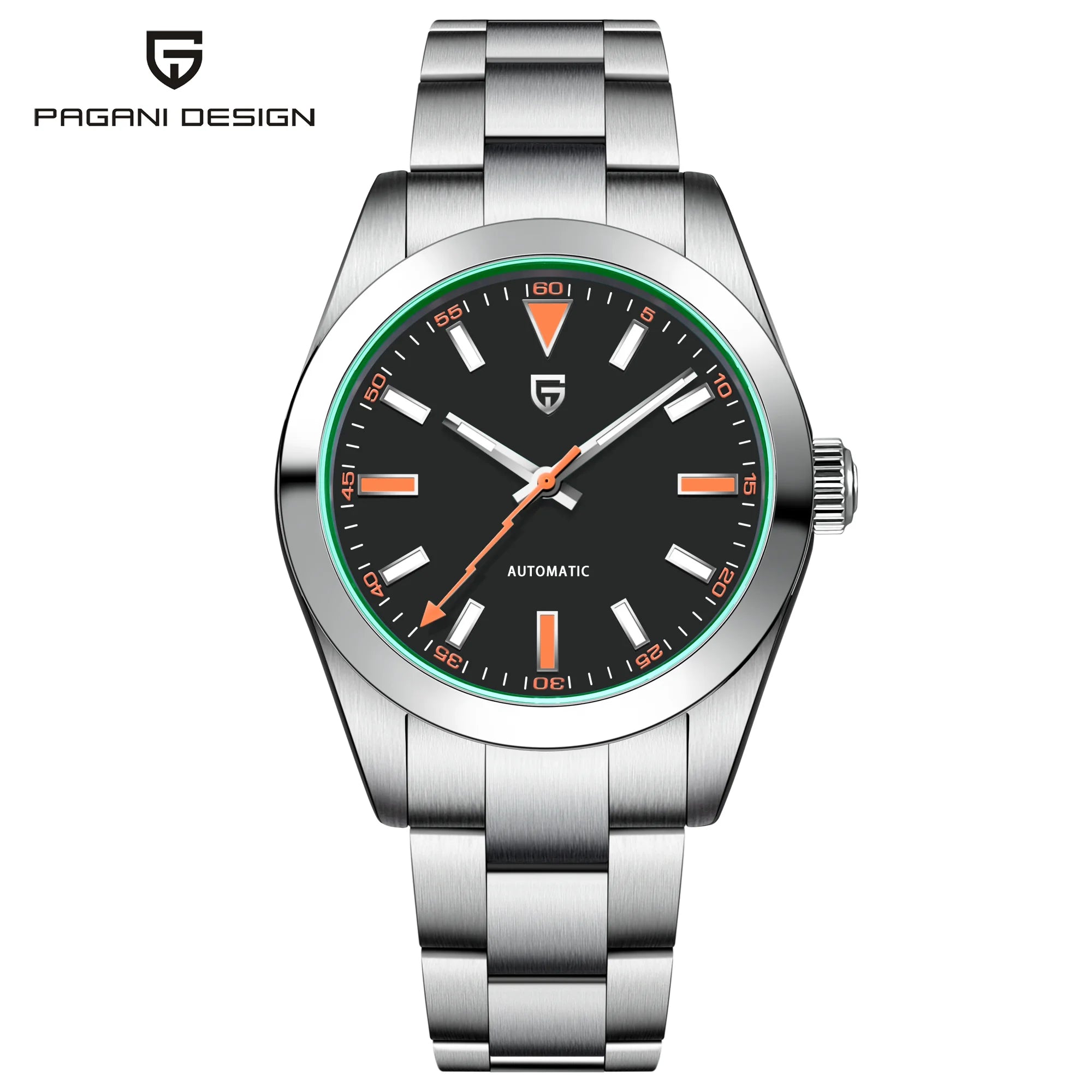 Pagani Design Green Sapphire Automatic Watch Stainless Steel 100M