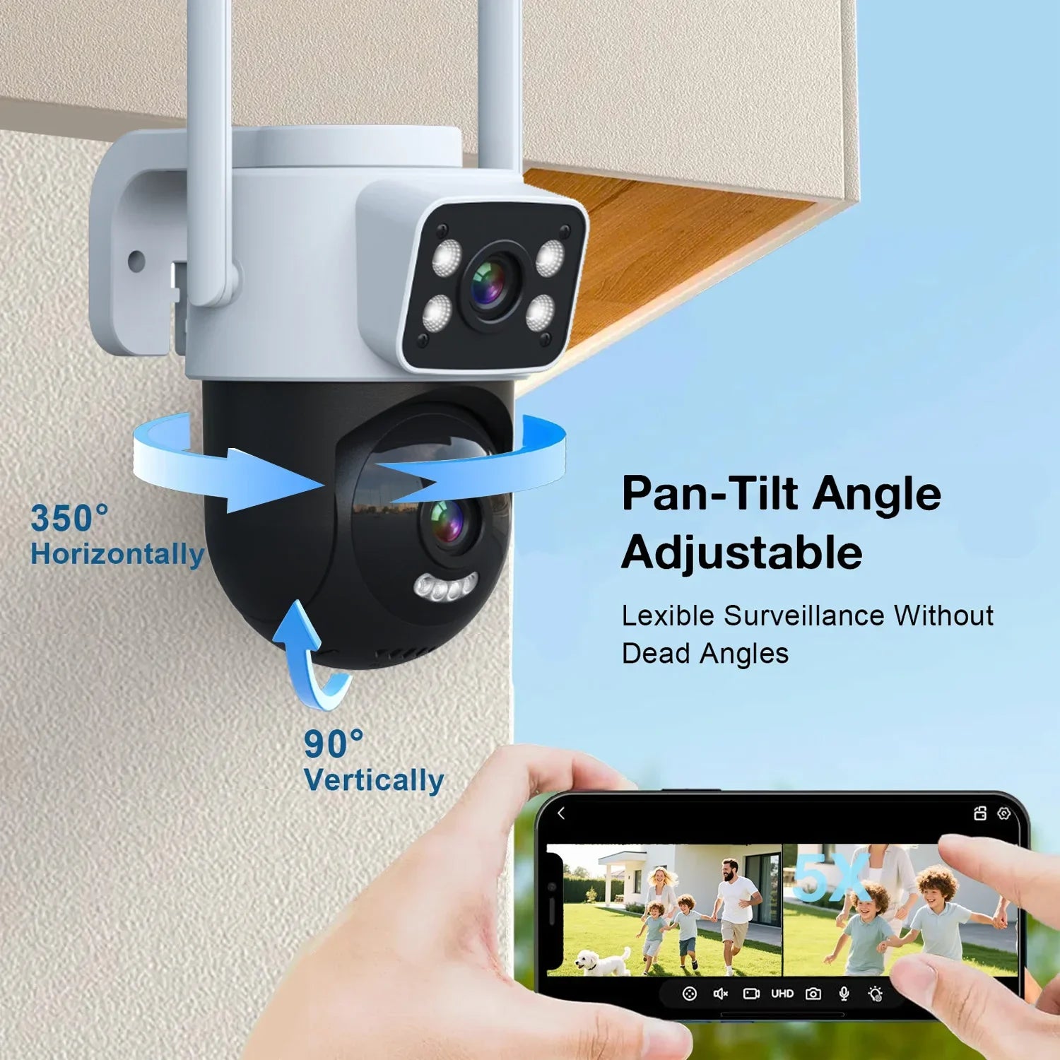 Caméra de sécurité PTZ à double objectif 10MP avec suivi automatique et vision nocturne