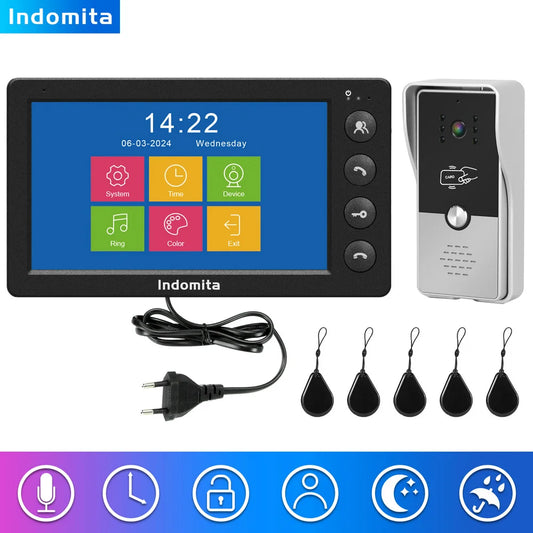 Indomita Wired Video Intercom System,Outdoor Door Phone Street Call Panel RFID Doorbell, Electronic Lock,Support AC 100V-240V Spy-shop.com