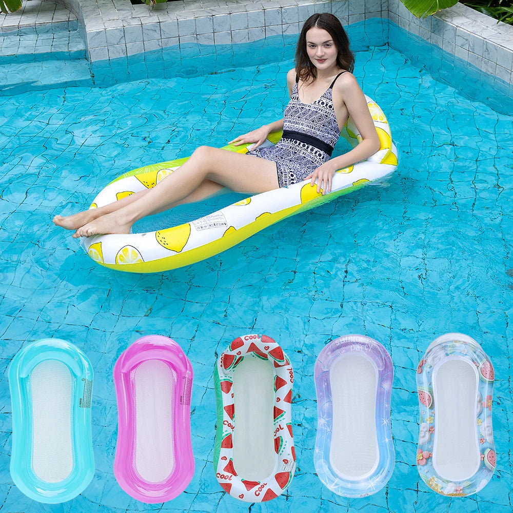 Rooxin Inflatable Water Hammock Floats Bed Swim Ring Tube Swimming Pool Mattresses Sleeping Bed Beach Lounger Chair 