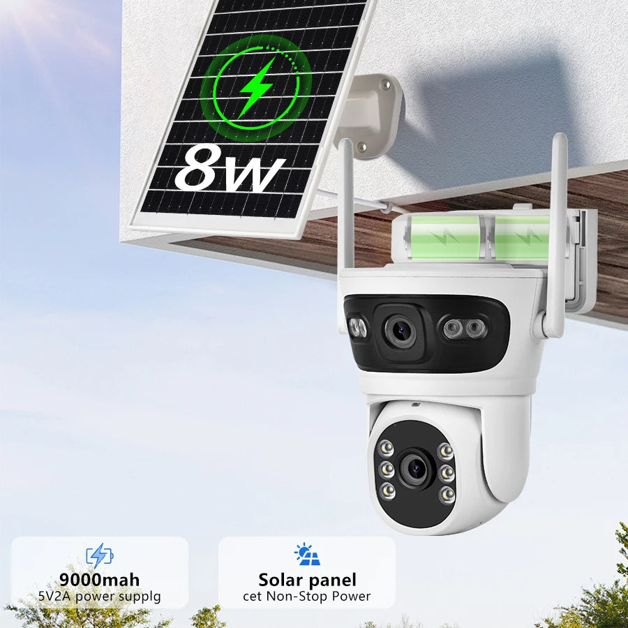 6MP Solar WiFi Security Camera Outdoor Dual Lens PTZ 360° View
