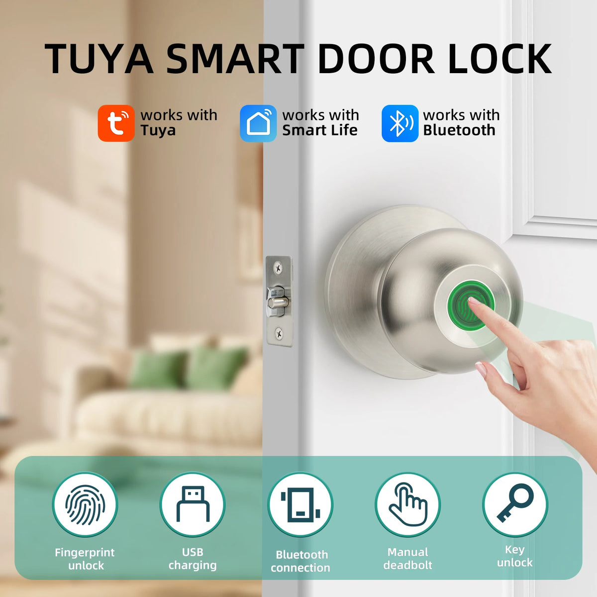Serratura Intelligente con Controllo tramite Impronta Digitale e App Tuya