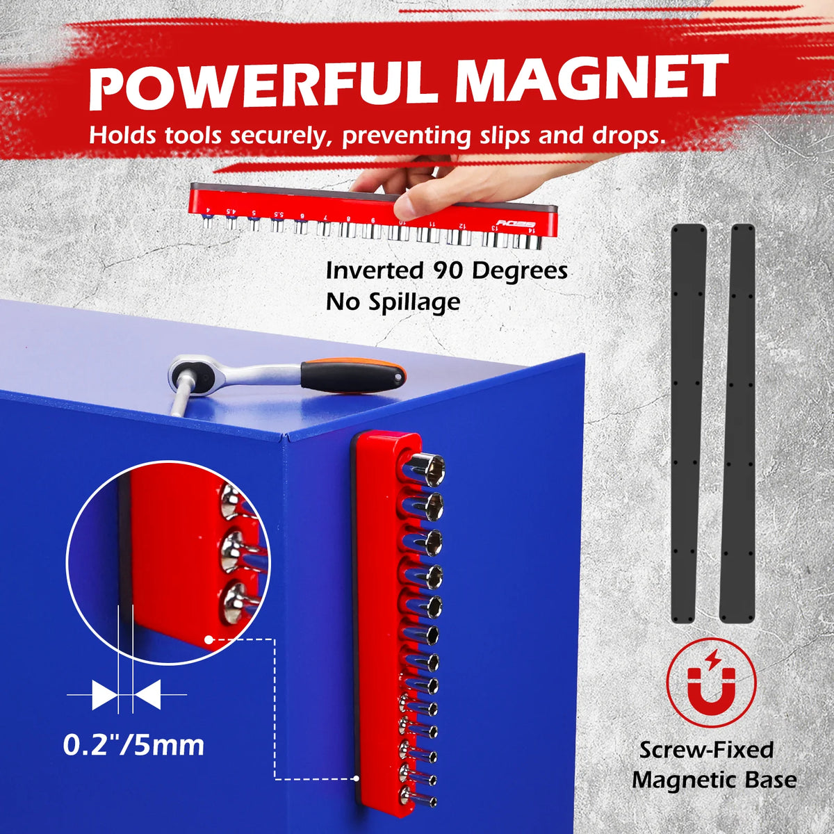 Two-Piece Magnetic Organiser for 1/4-Inch Sockets