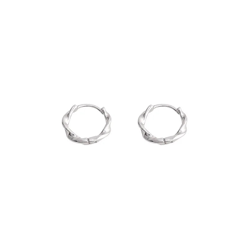 Vintage Metal Hoop Earrings with Irregular Wave Design