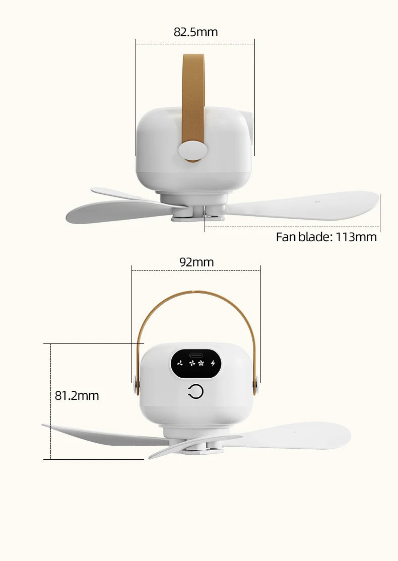 Rechargeable Ceiling Camping Fan with Remote Light for Small Spaces