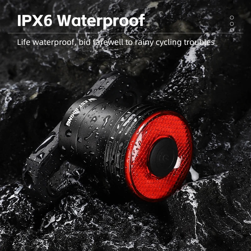 WEST BIKING Bike Tail Light Smart Sensing MTB Road Bike Rear Light  IPX6 Waterproof Type-C Charging Taillight Cycling Accessory 