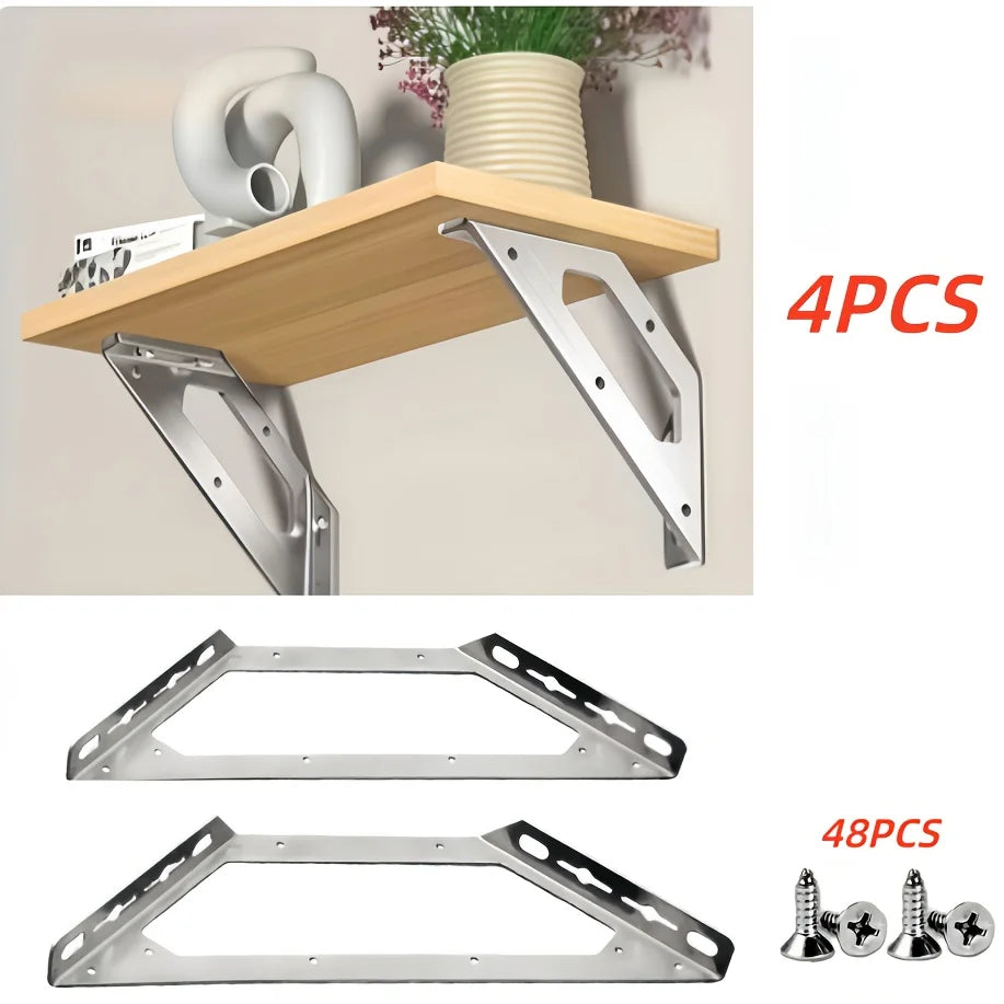 4 Extra-Large Stainless Steel Corner Brackets for Furniture
