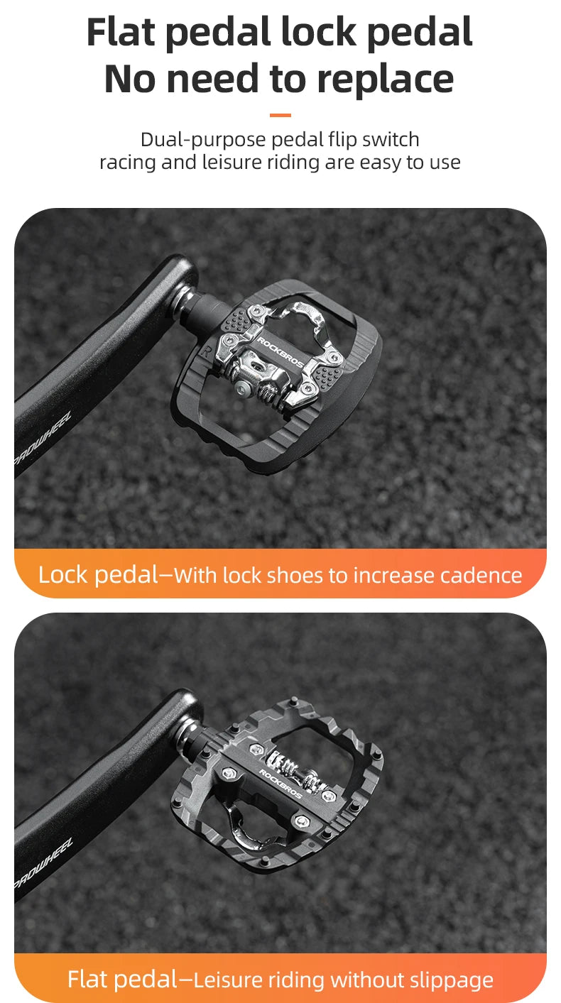 Pedały rowerowe 2 w 1 płaskie i zatrzaskowe z antypoślizgową platformą do Shimano