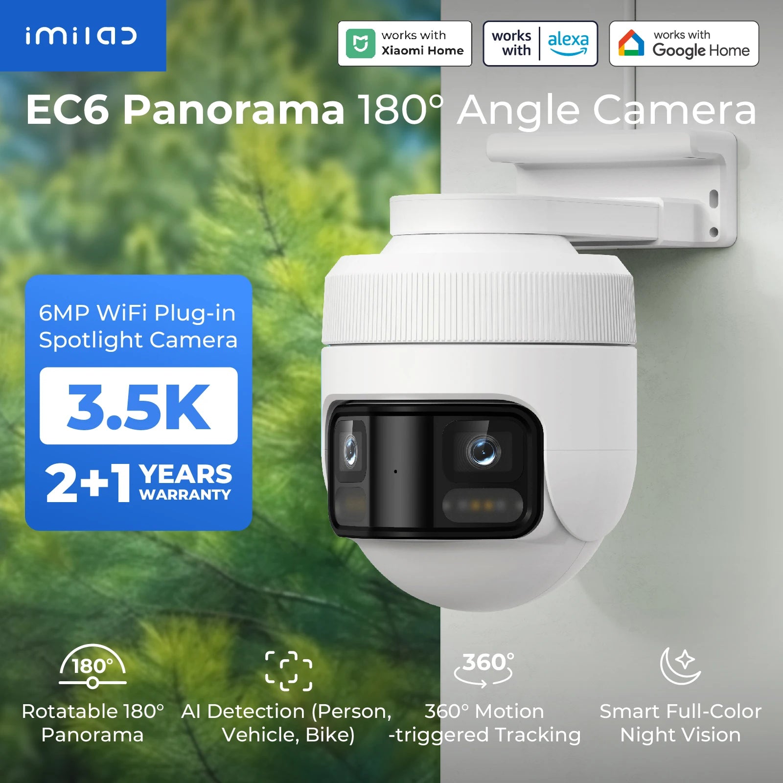 IMILAB EC6 Panorama 3.5K Outdoor Security Camera, 180° View