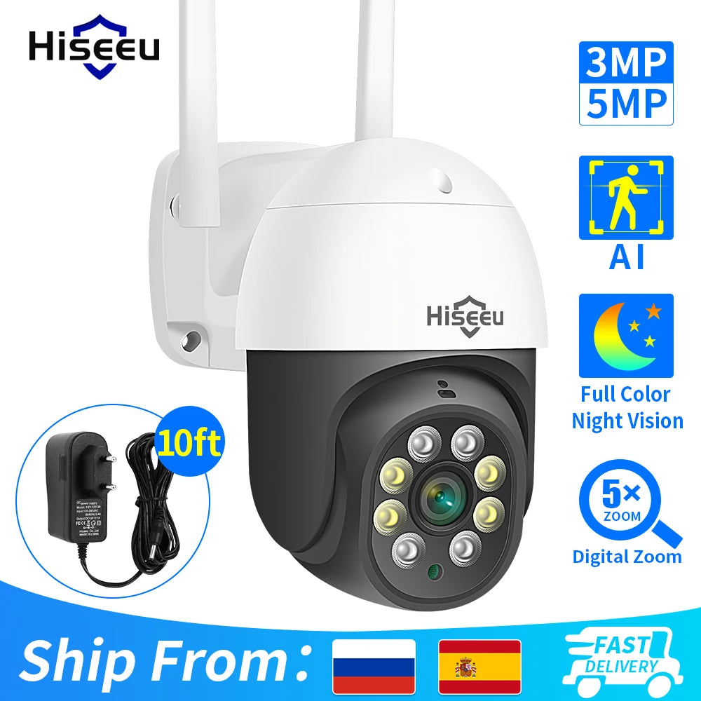 2MP PTZ WiFi Smart Security Camera with Human Detection