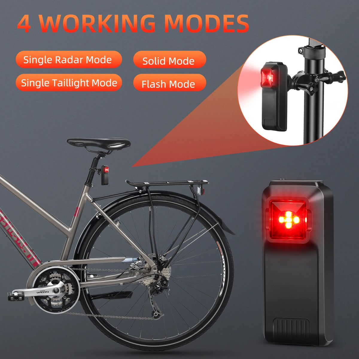 Luz trasera de bicicleta radar W100