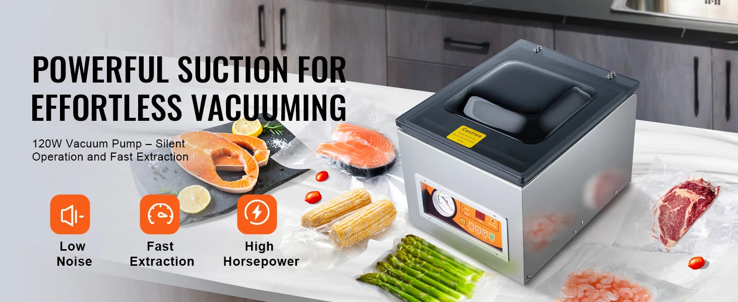 SucceBuy DZ-260S Chamber Vacuum Sealer 260W Vacuum Packing Machine with 10.2" Sealing Length for Wet Foods Meats Home Kitchen