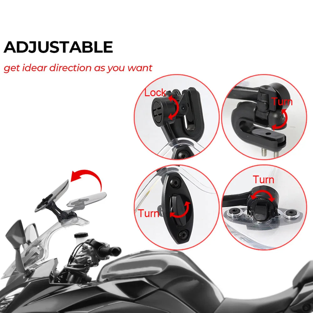 Motorcycle Universal Windshield Extension Adjustable Spoiler Clamp-On Windscreen Deflector For BMW Kawasaki Yamaha Honda Suzuki 