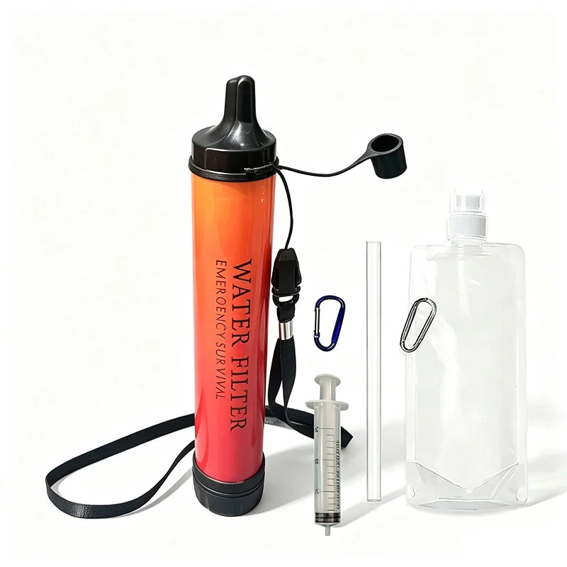 Portable Water Filter Straw, Blue or Orange Kit Options