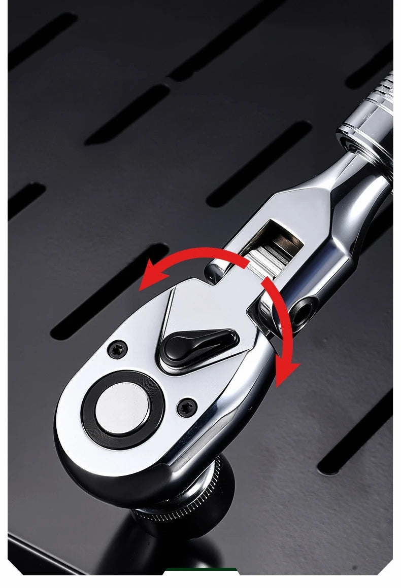 Drive Socket Drive Standard Ratchet Wrench , 1/4，3/8，1/2 Inch Flexible 72-Tooth Extendable Telescopic Socket Spanner Wrench