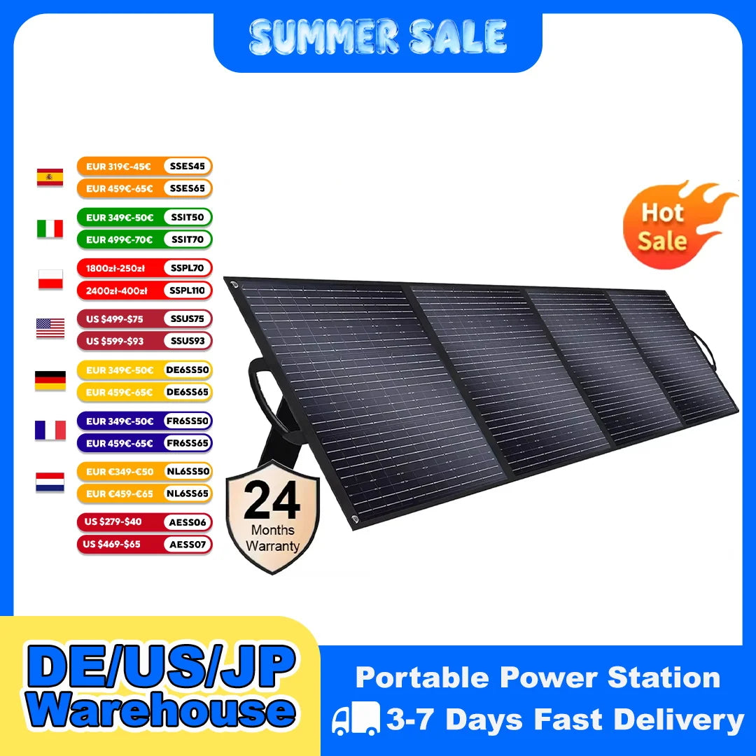 200W foldbart solpanel 18V bærbar strøm til camping og backup