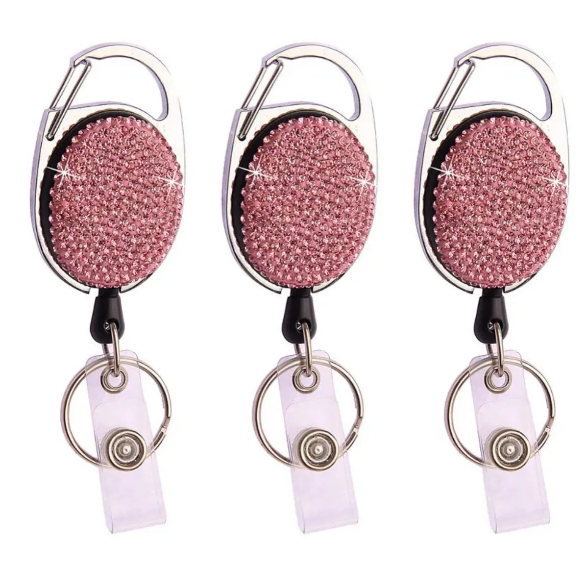 Retractable Crystal ID Badge Reel Keychain