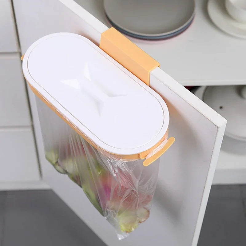 Over-Cupboard Rubbish Bag Holder with Lid