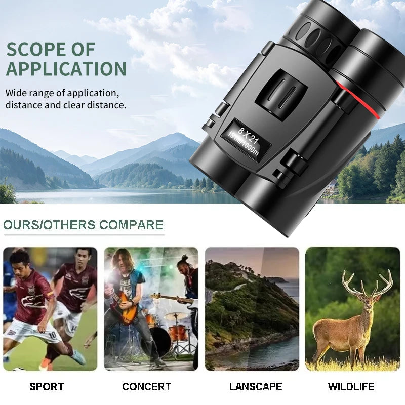 Binocolo compatto 8x21 per viaggi ed eventi