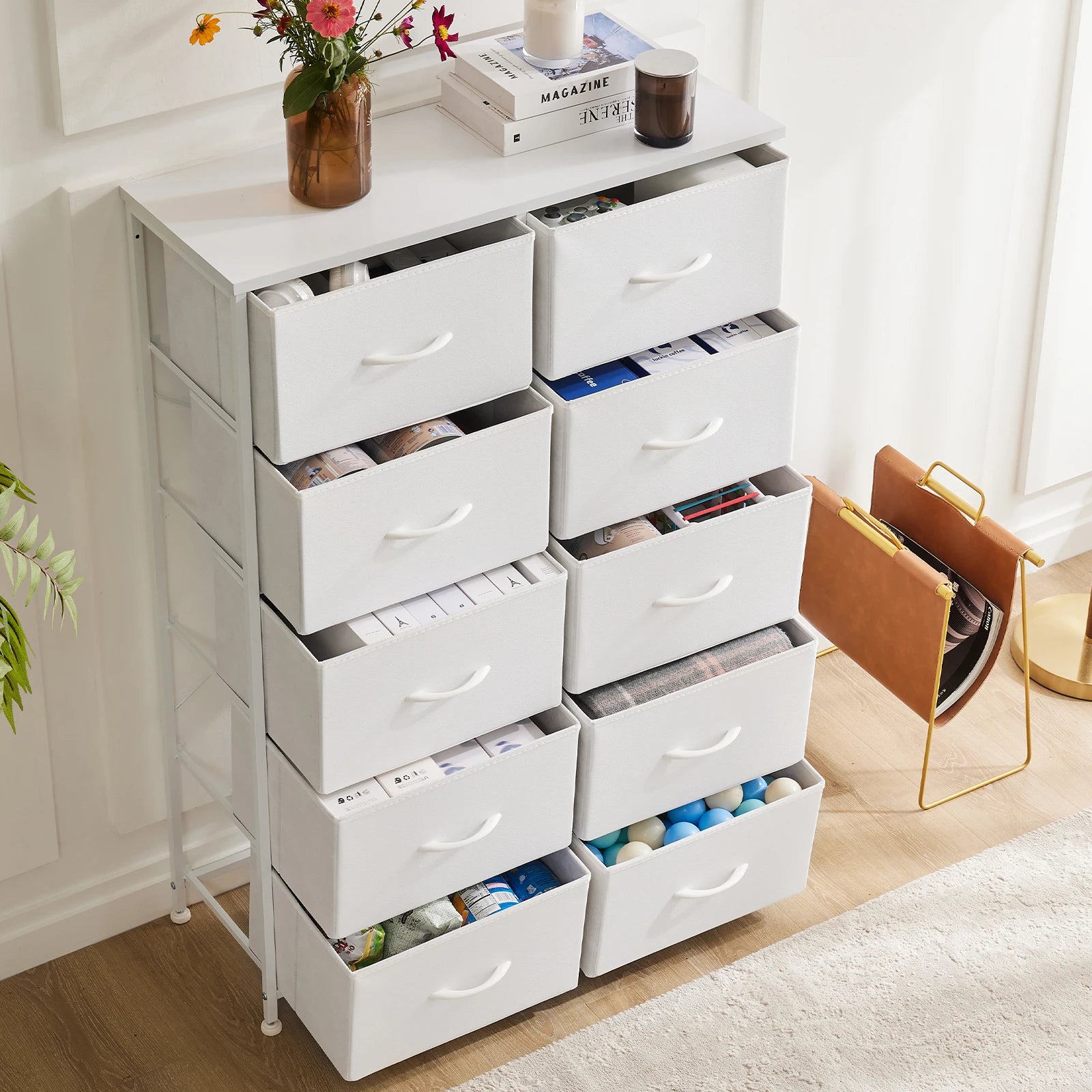Commode en tissu avec 5/7/10 tiroirs, unité de rangement pour chambre