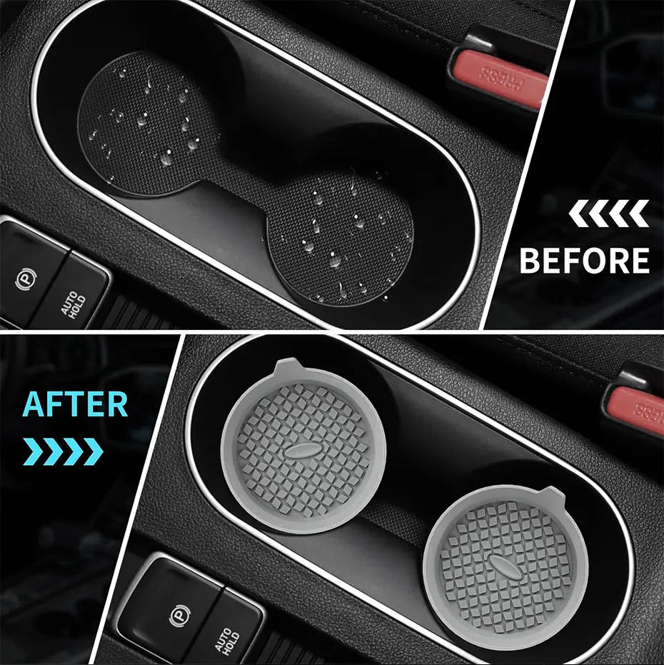 SEAMETAL 2Pcs Car Cup Coasters Non-Slip Silicone Cup Cushion Waterproof Washable Vehicle Coaster Auto Drink Holder Bottom Mat
