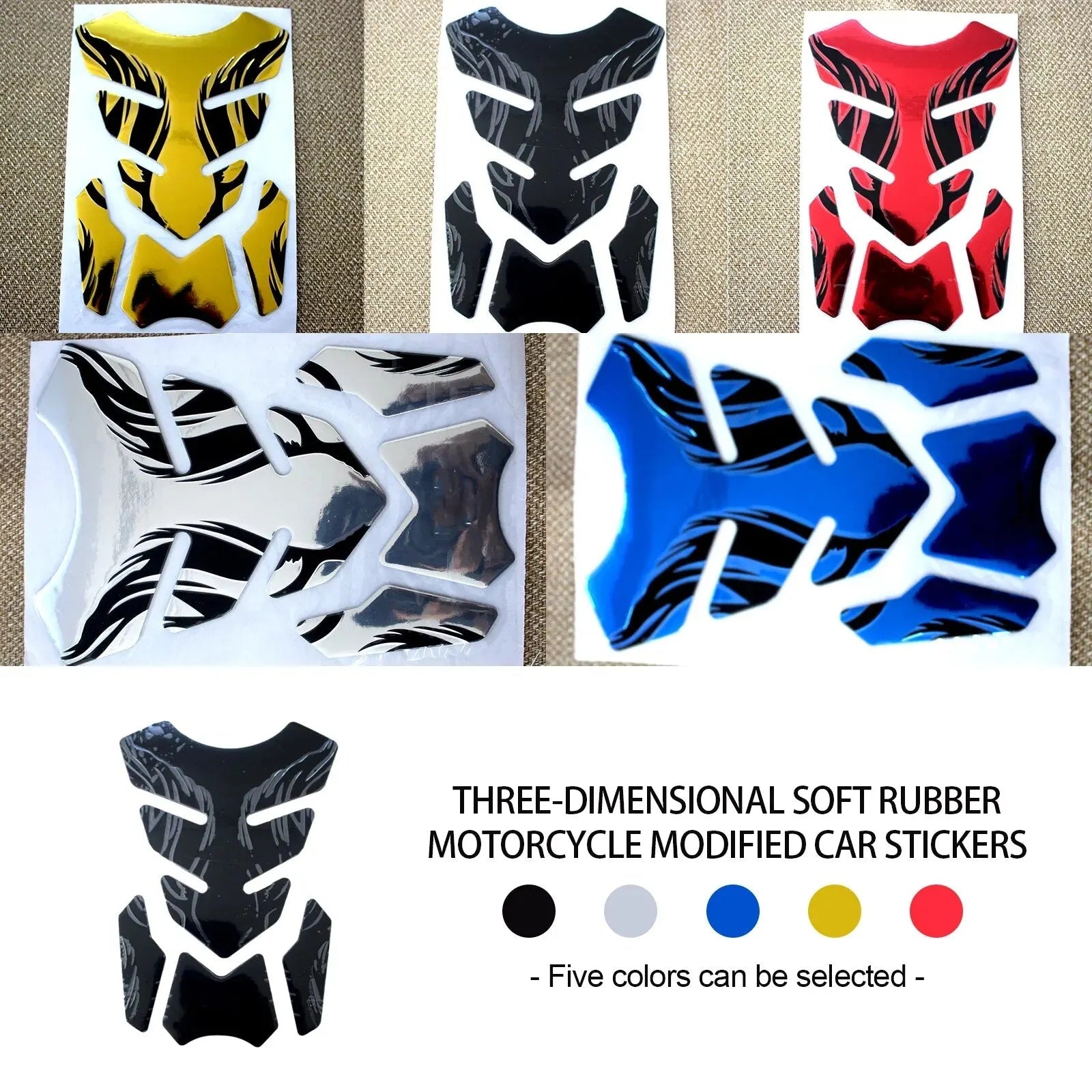 1pc Motorcycle Tankpad Sticker Fishbone 3D Tank Pad Stickers Oil Gas Protector Cover Decoration Flame Motorcycle Accessories 