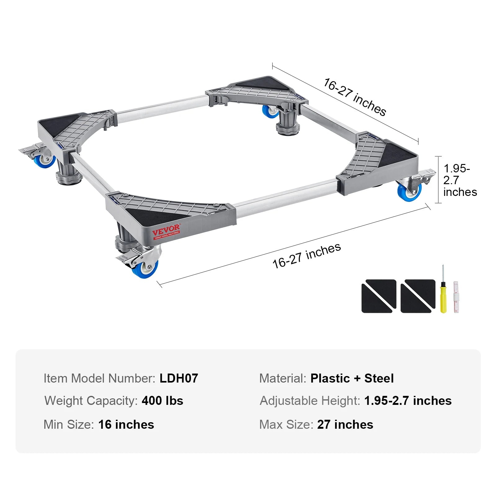 Állítható mini hűtőállvány kerekekkel, 400 lbs teherbírással
