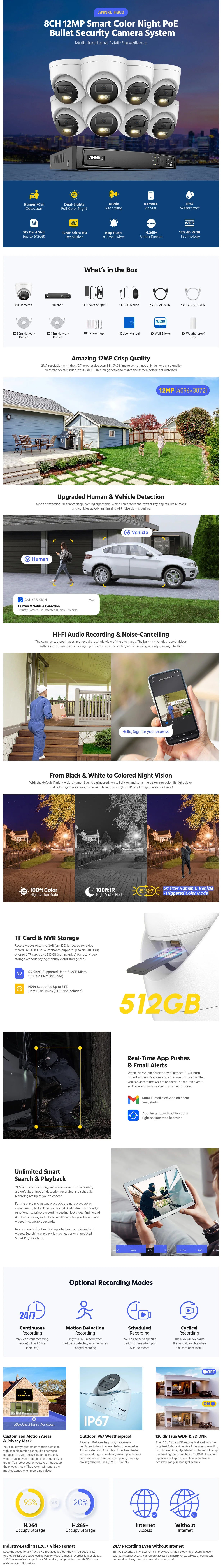 ANNKE 12MP 8-Camera PoE Security System with Smart Detection